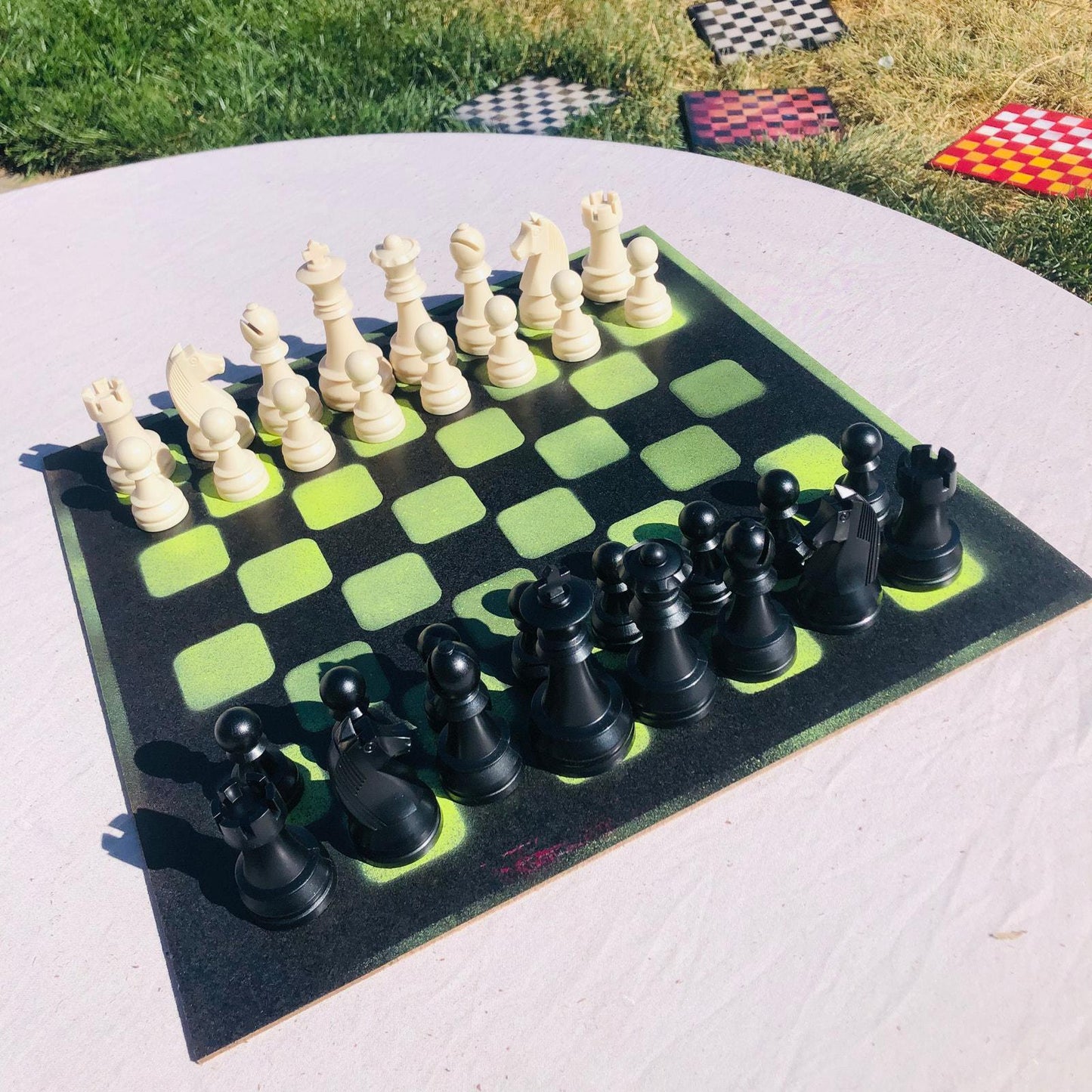 Large Chess Set - Lime Green & Black