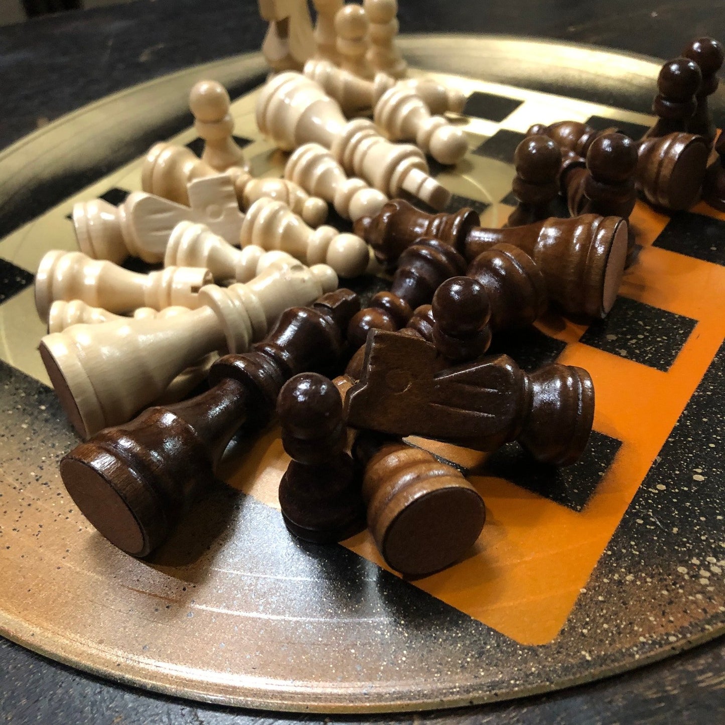 Vinyl Chess Set - Orange Gold & Black