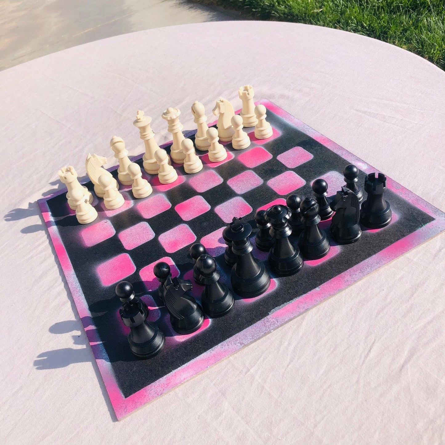 Large Chess Set - Pink & Black