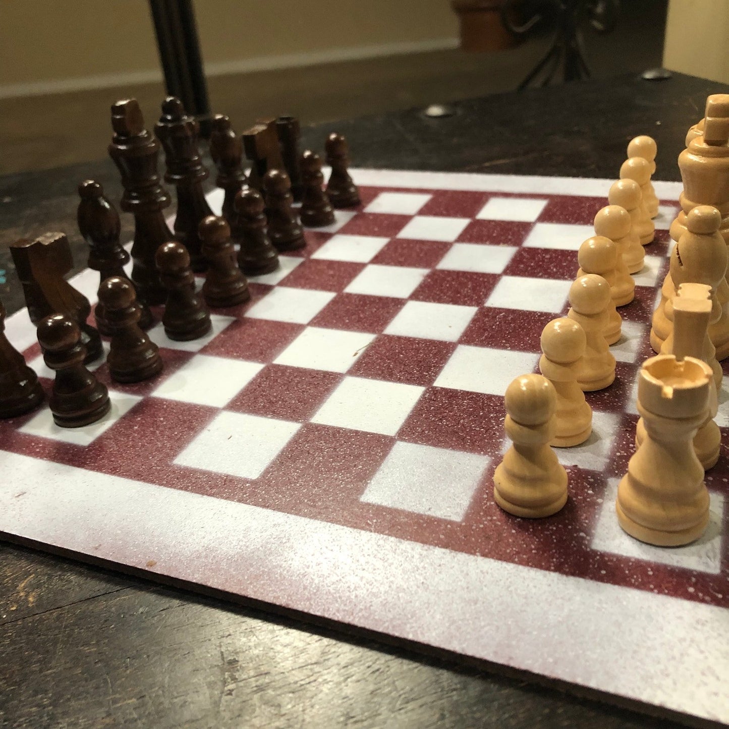 Painted Chess Set - Dark Red