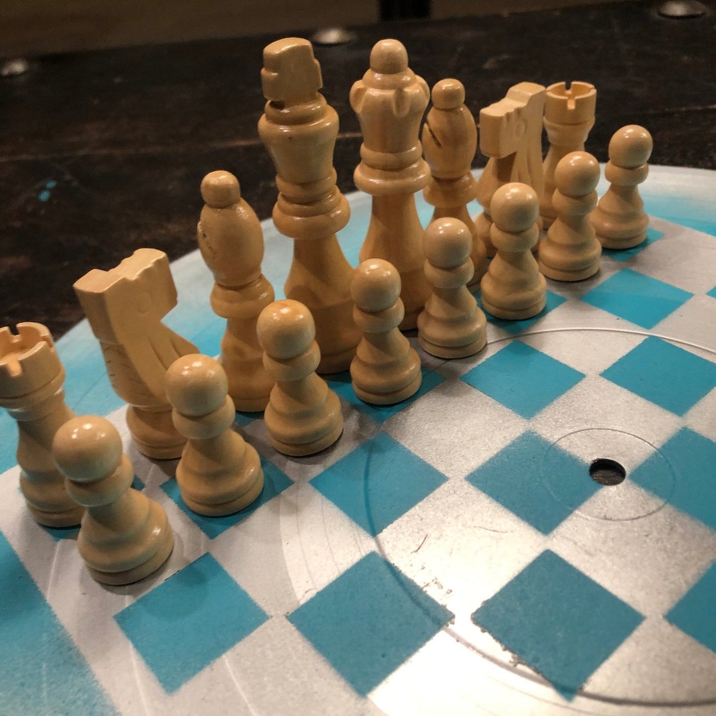 Vinyl Chess Set - Sky Blue Chrome