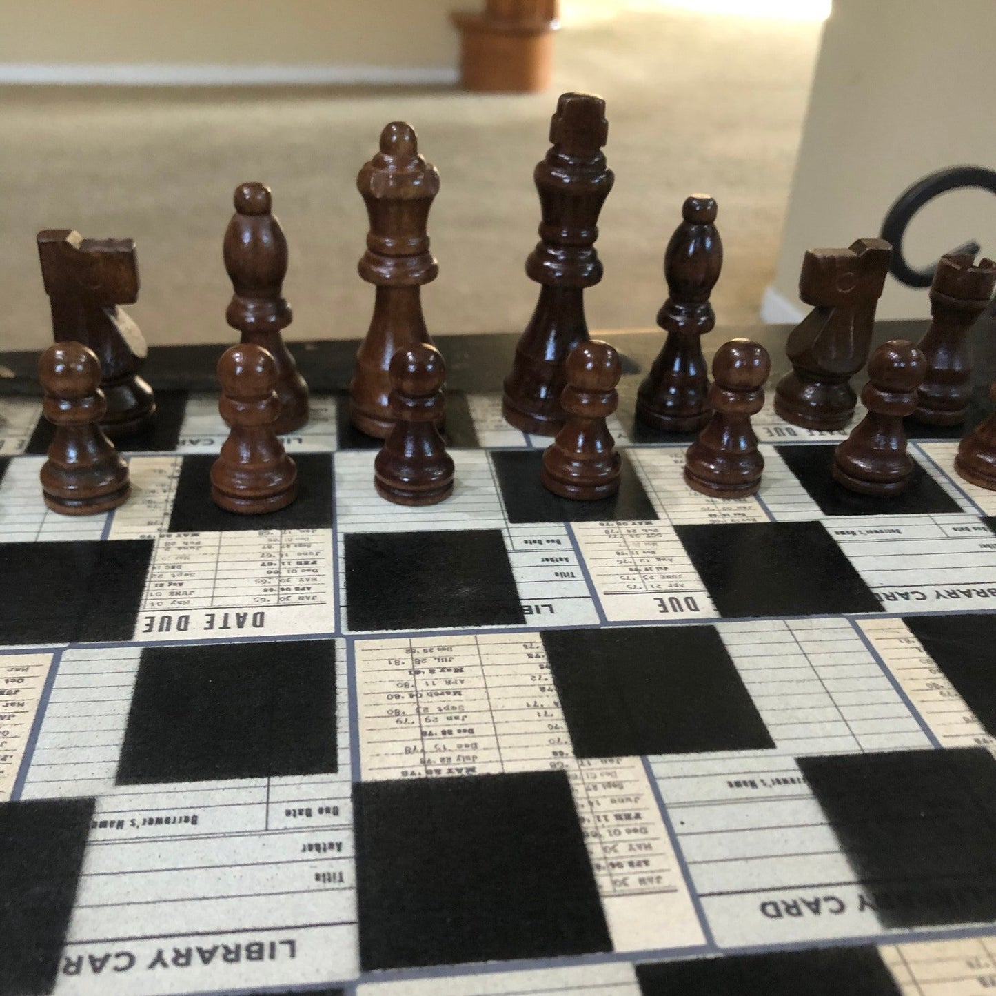 Scrapbook Chess Set - Library Card Pattern