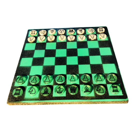 Chess Set - Green & Black (Resin Pieces)