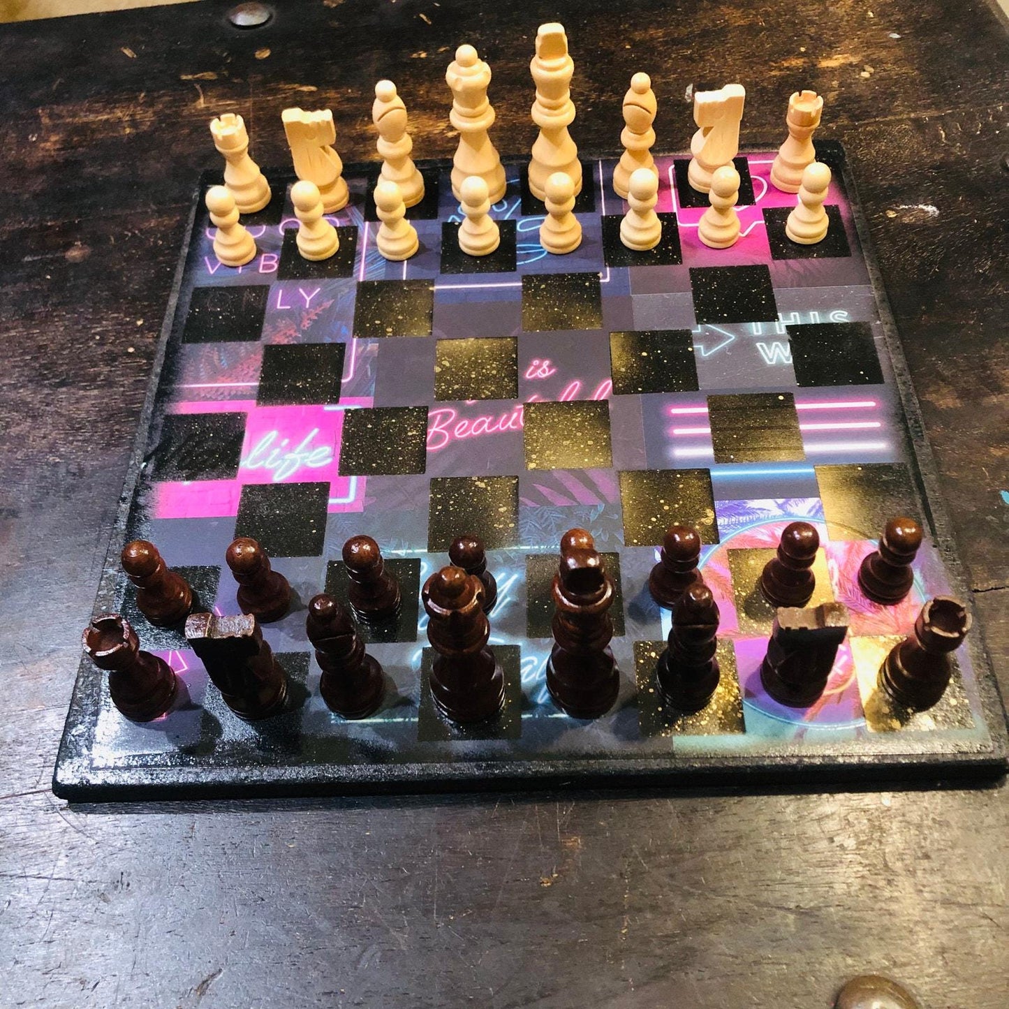 Scrapbook Chess Set - Midnight City