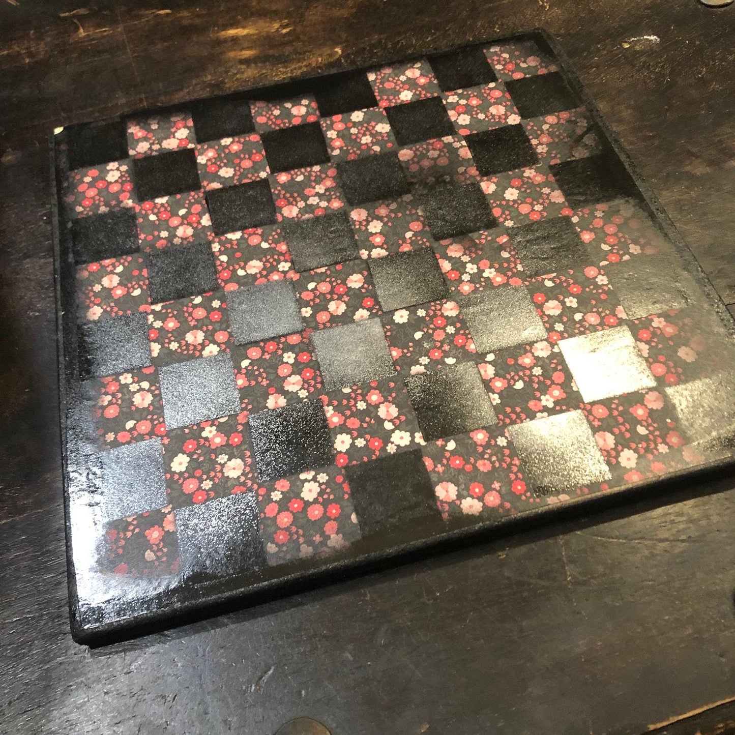 Scrapbook Chess Set - Dark Flowers