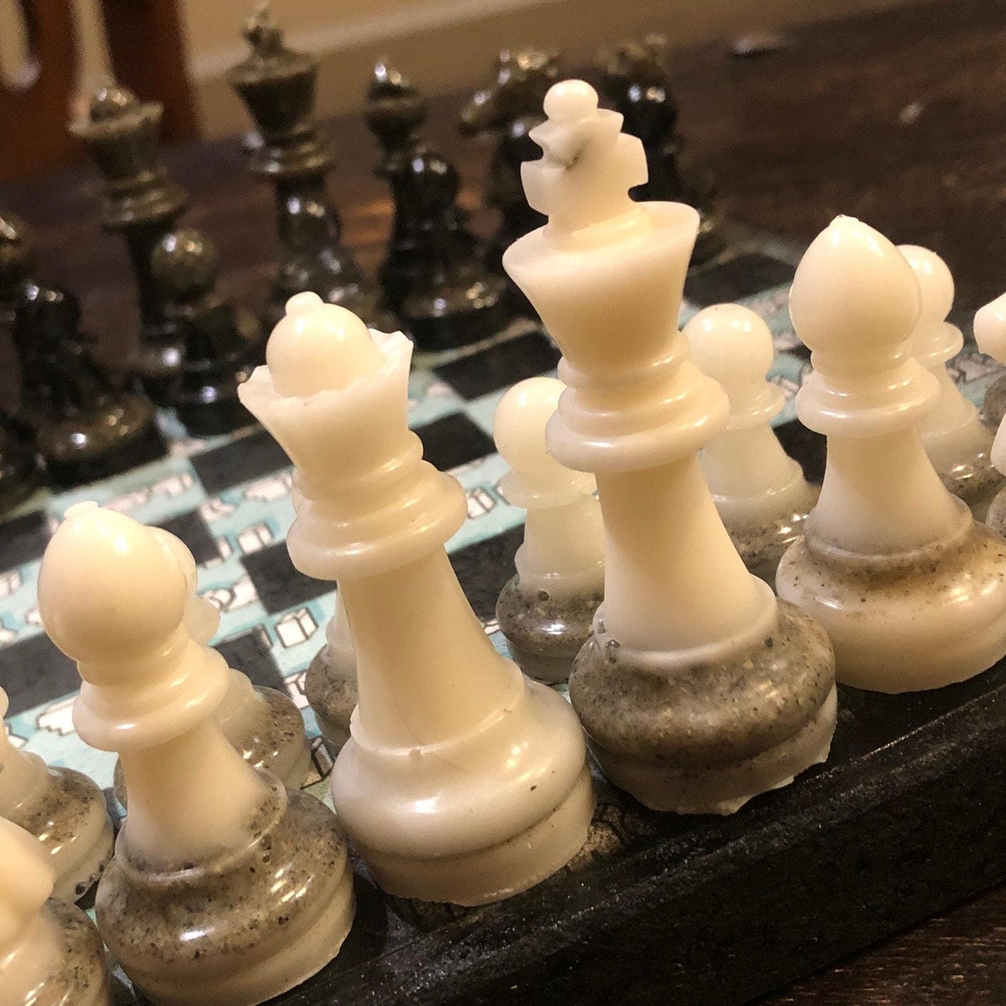 Scrapbook Chess Set - Love You Green (Resin Pieces)