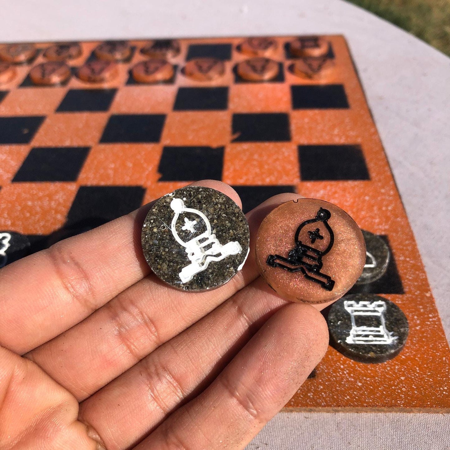 Chess Set - Speckled Orange/Black