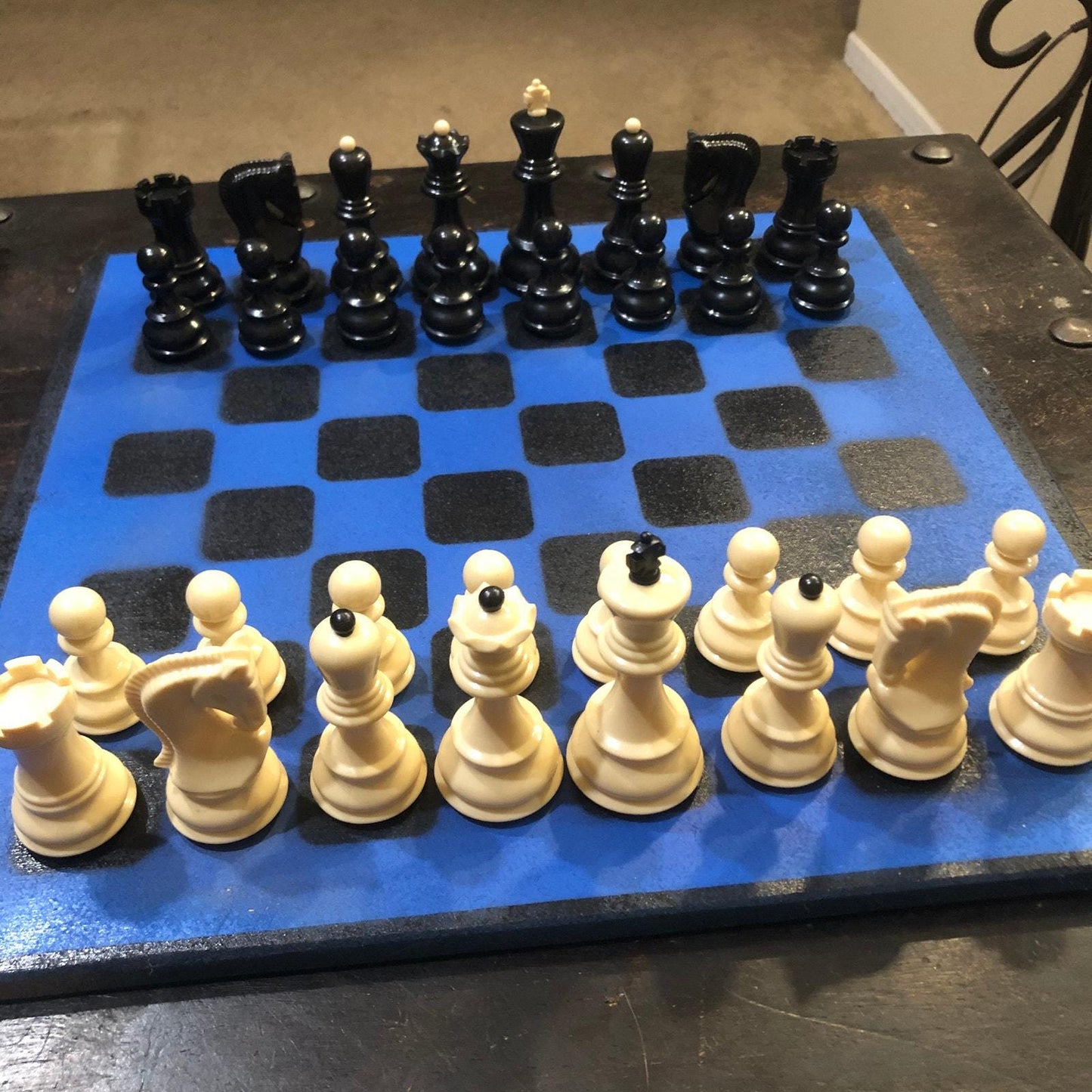 Large Chess Set - Deep Blue & Black