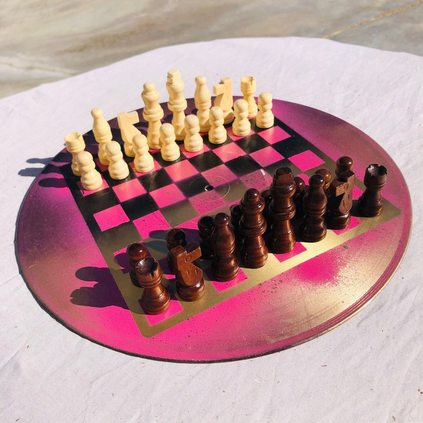 Vinyl Chess Set - Golden Pink