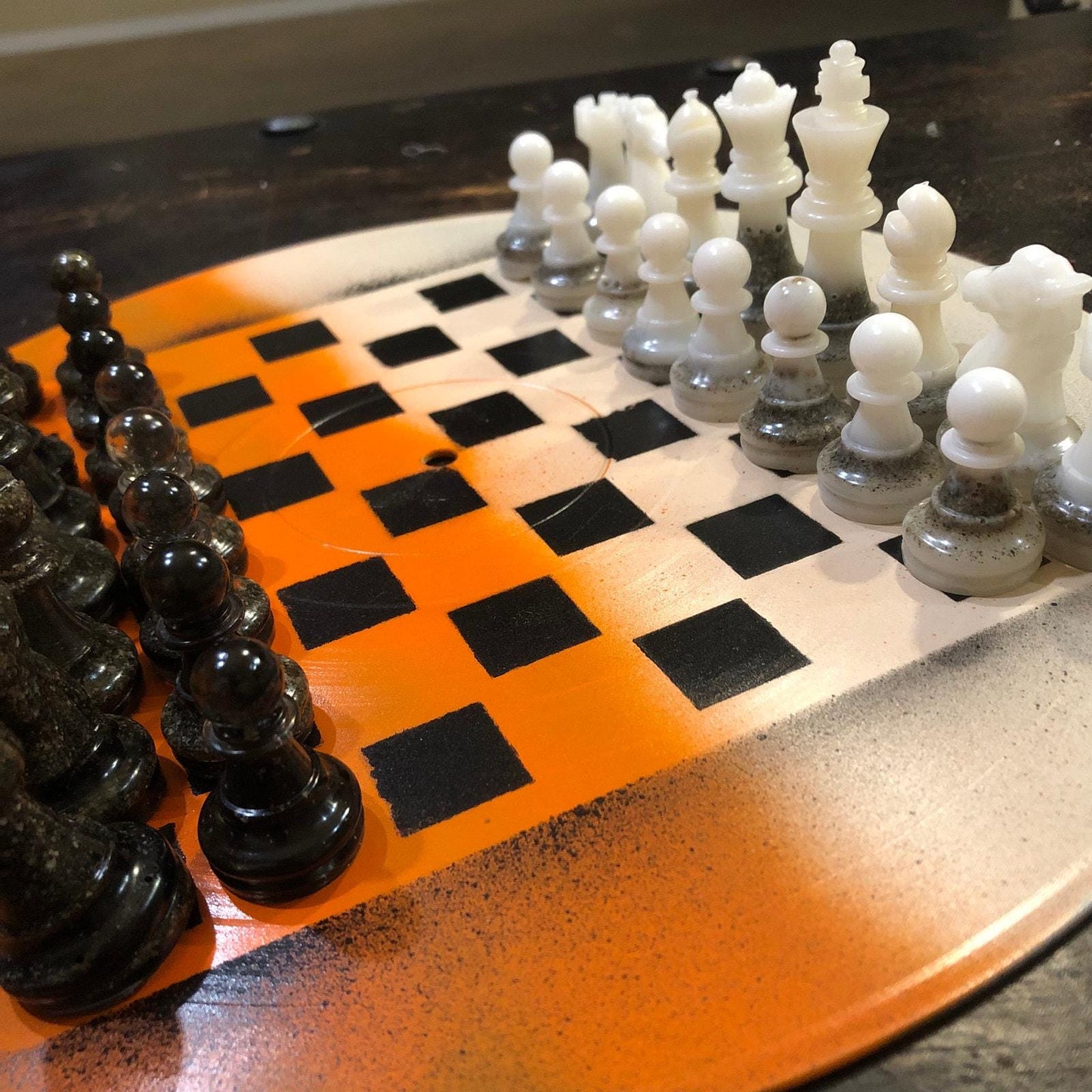 Vinyl Chess Set - Orange Cream (Resin Pieces)