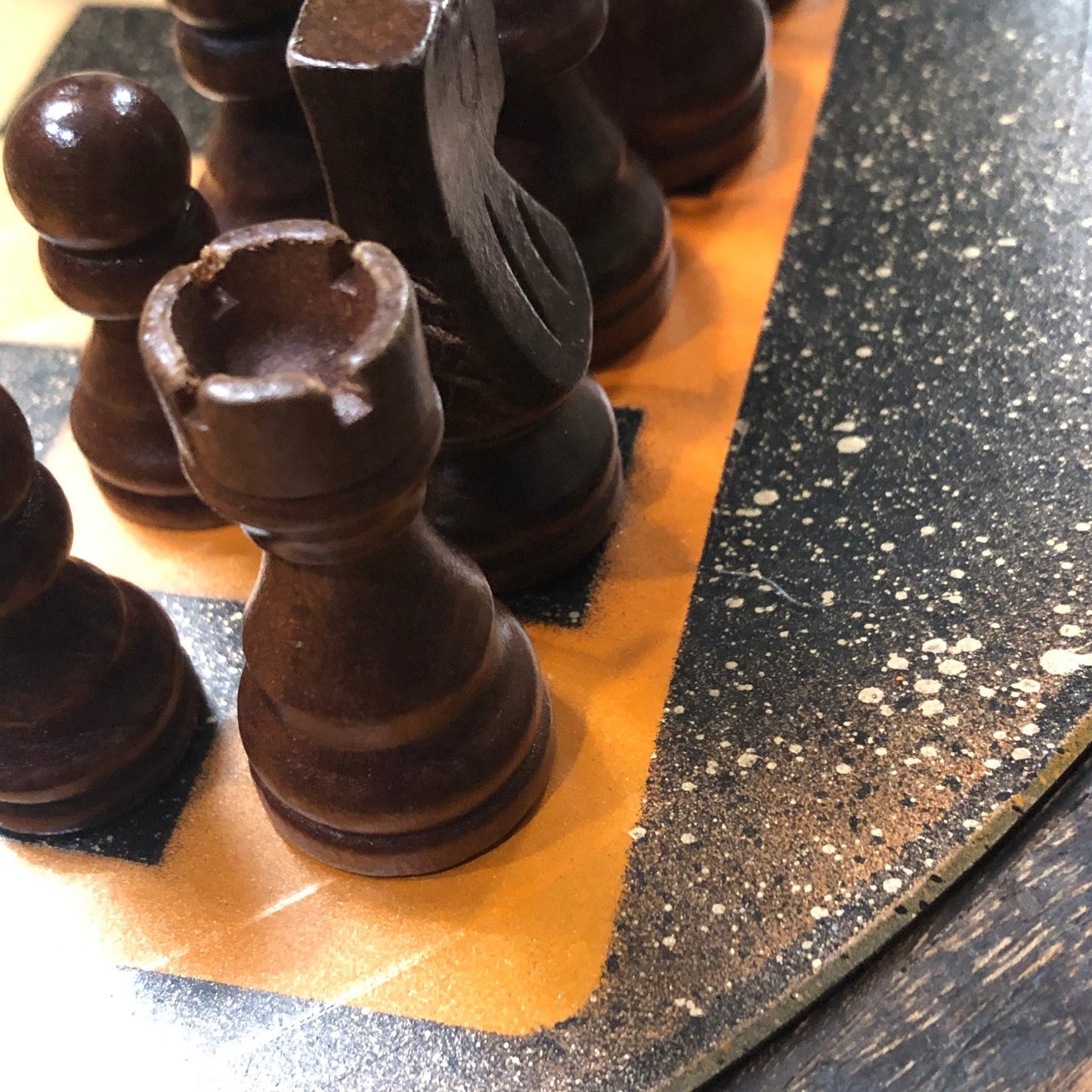 Vinyl Chess Set - Orange Gold & Black