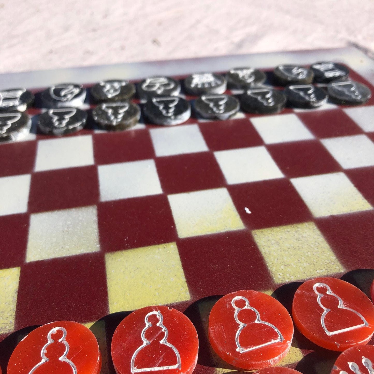 Chess Set - Faded Yellow Red