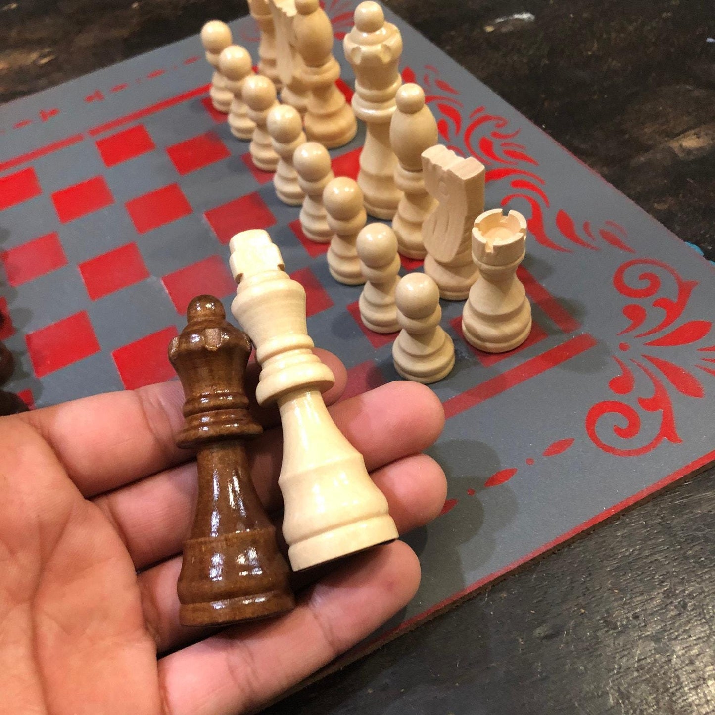 Chess Set - Gray & Red