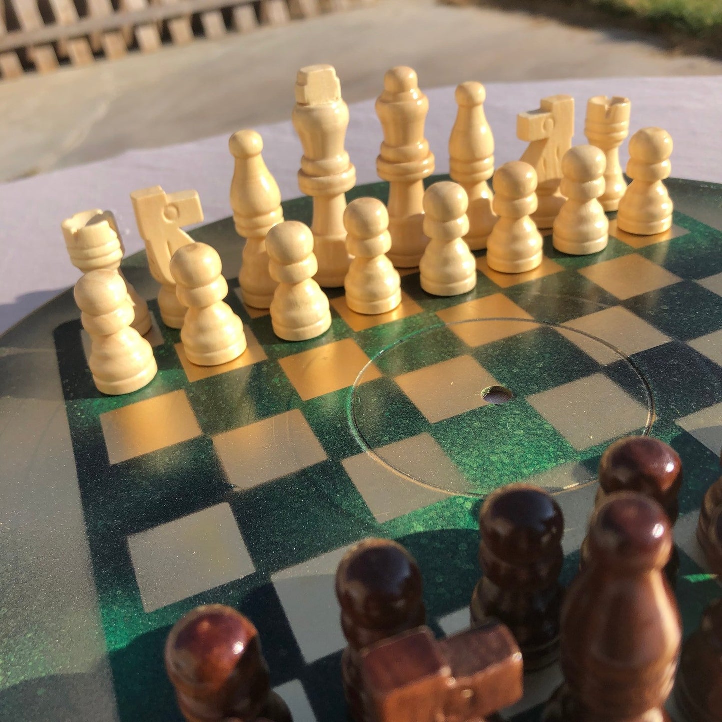 Vinyl Chess Set - Golden Deep Green