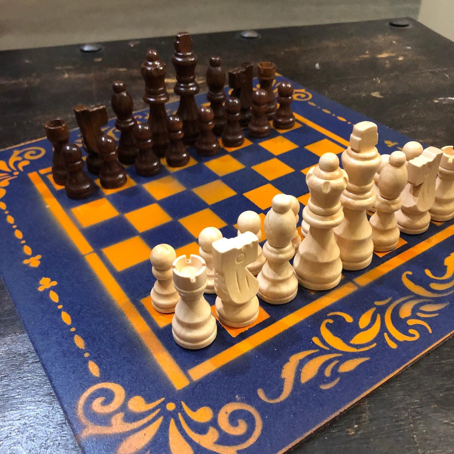 Chess Set - Orange & Blue