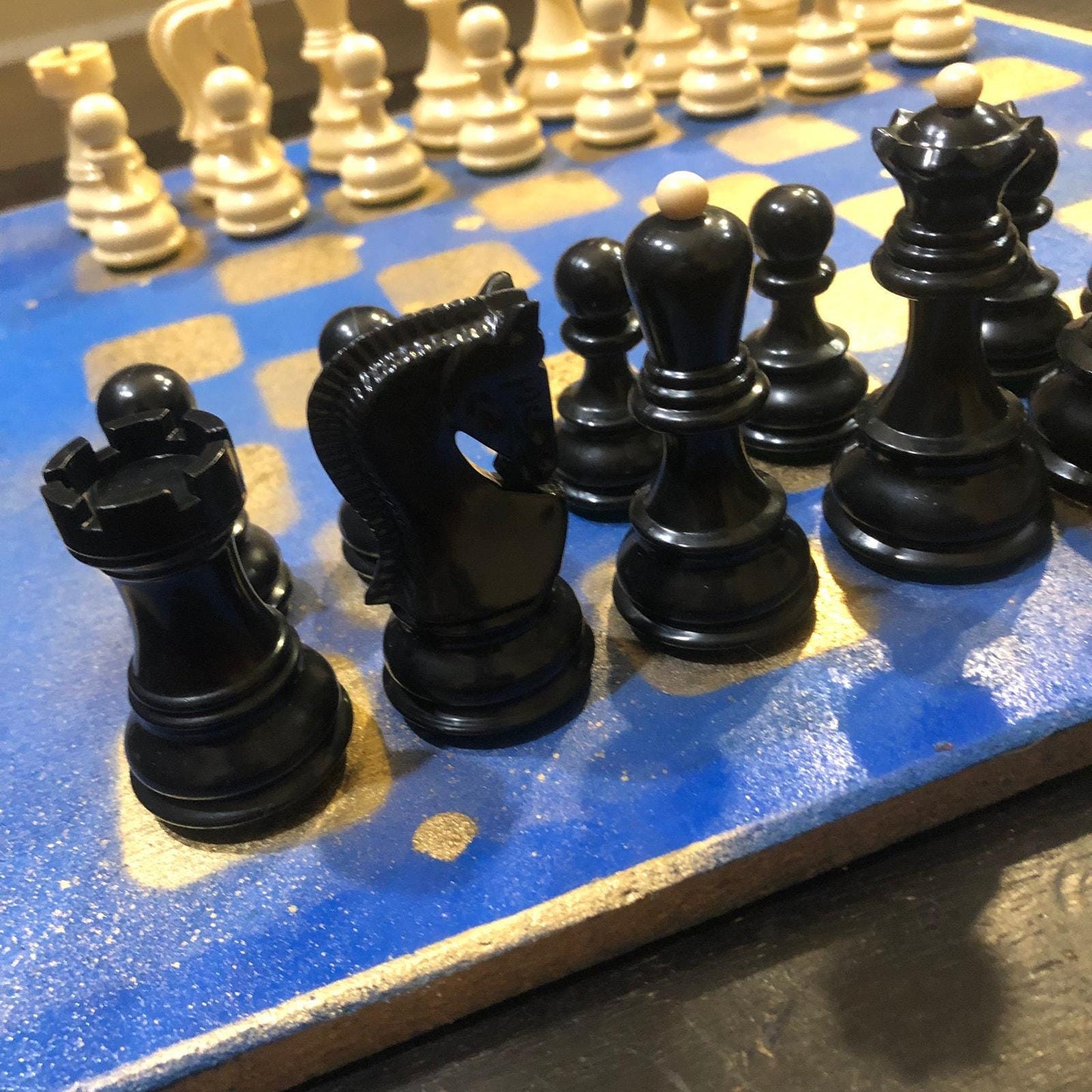 Large Chess Set - Blue & Gold