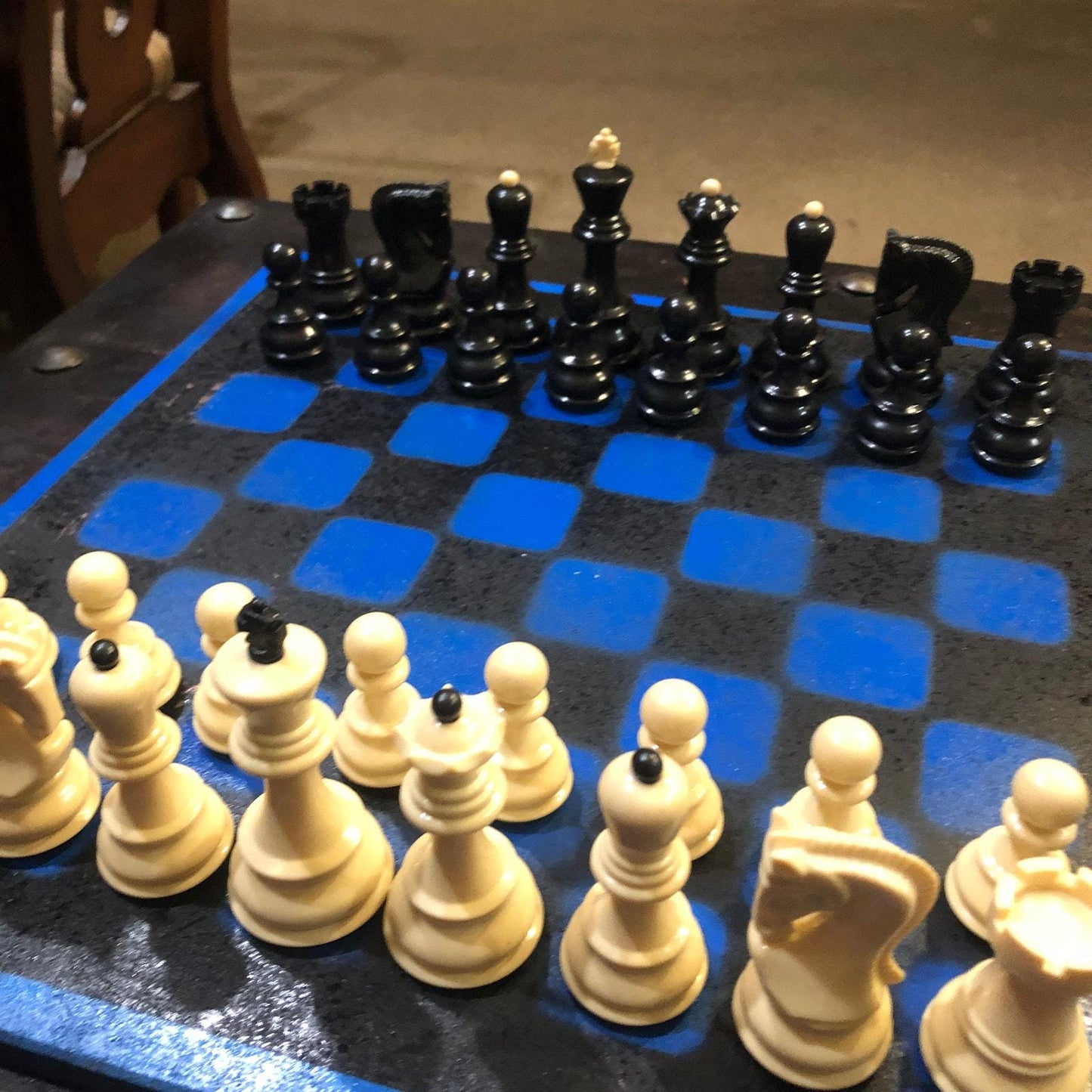 Large Chess Set - Blue & Black