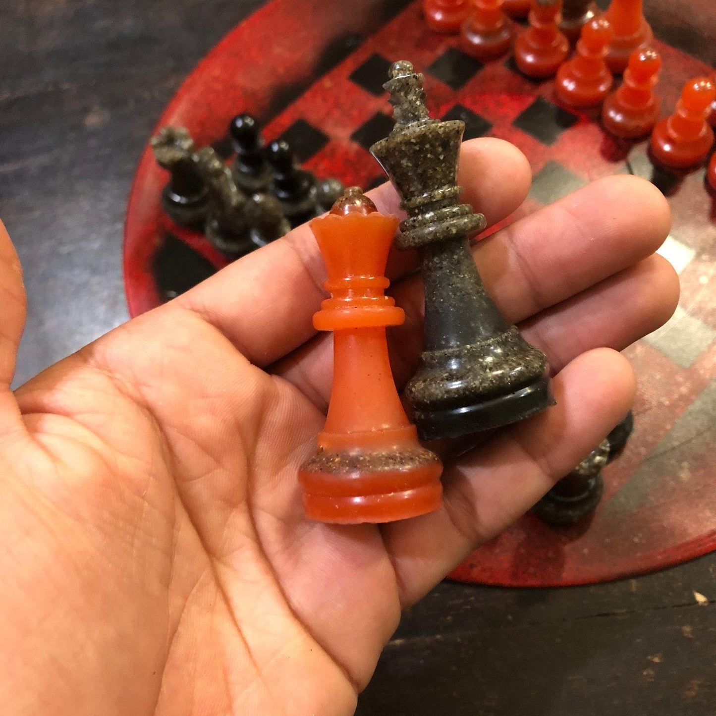 Vinyl Chess Set - Pitchfork Red (Resin Pieces)