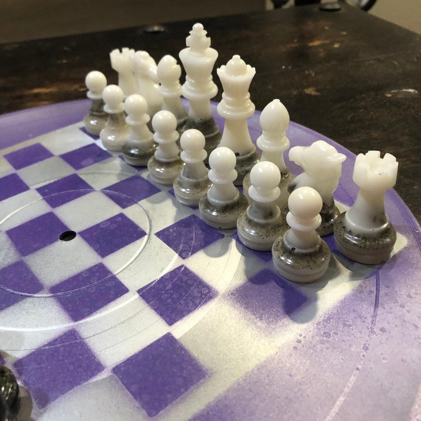 Vinyl Chess Set -Purple Chrome (Resin Pieces)