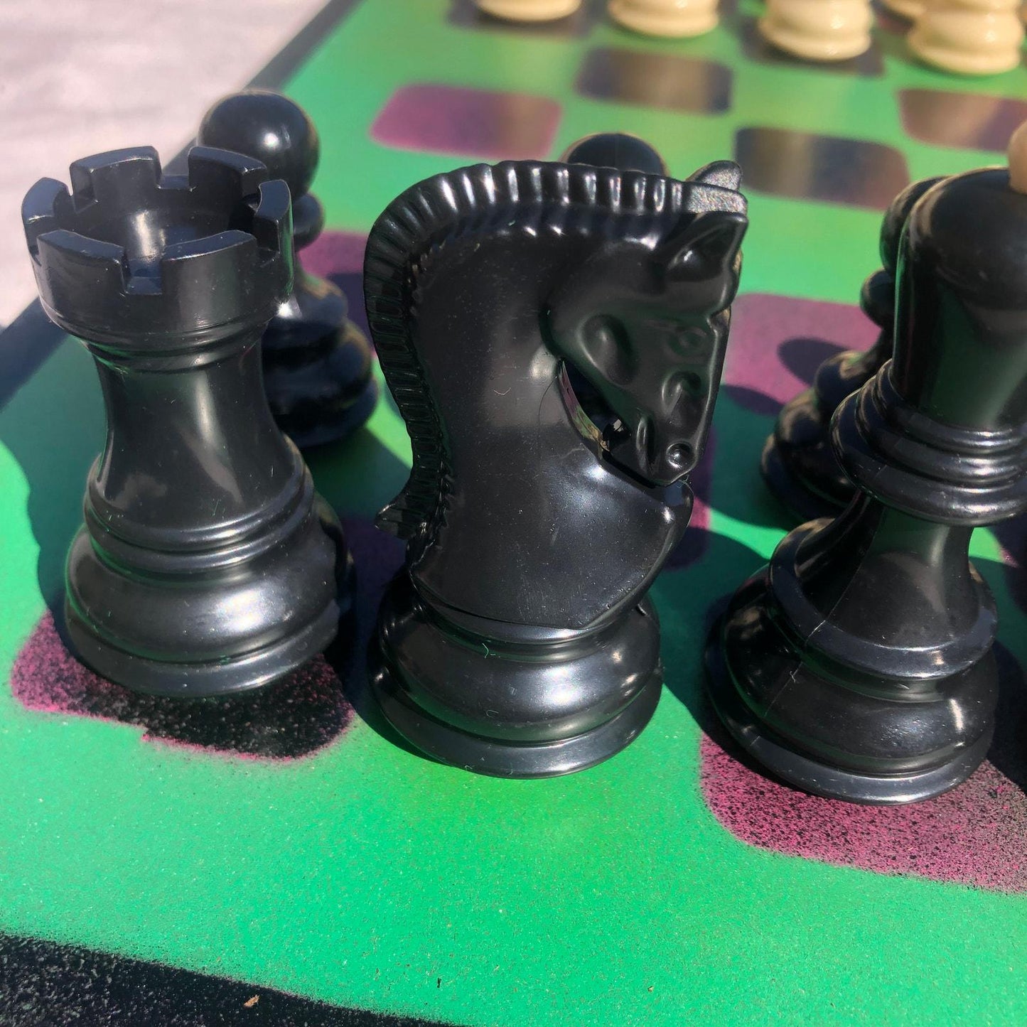 Large Chess Set - Purple & Green