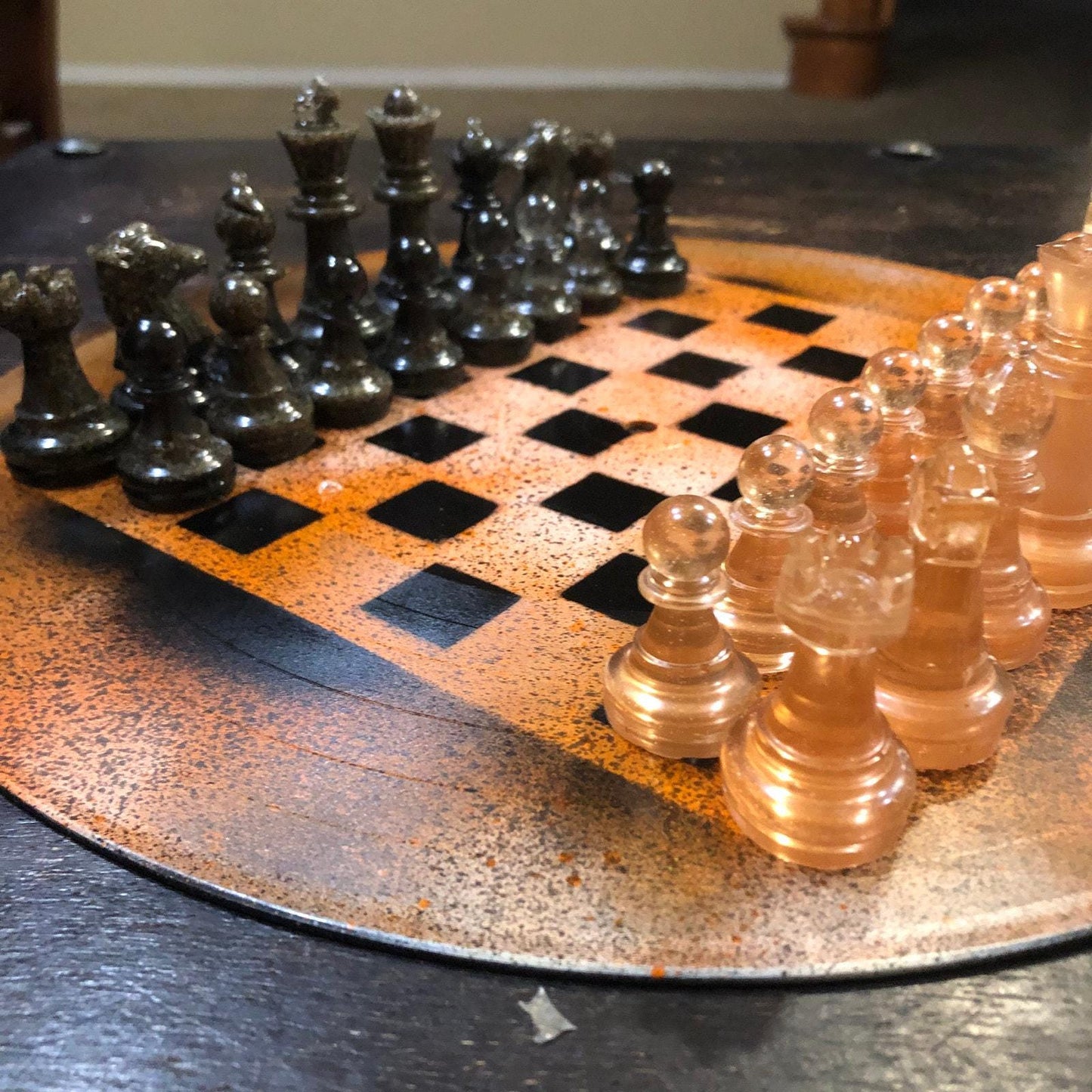 Vinyl Chess Set -Speckled Amber (Resin Pieces)