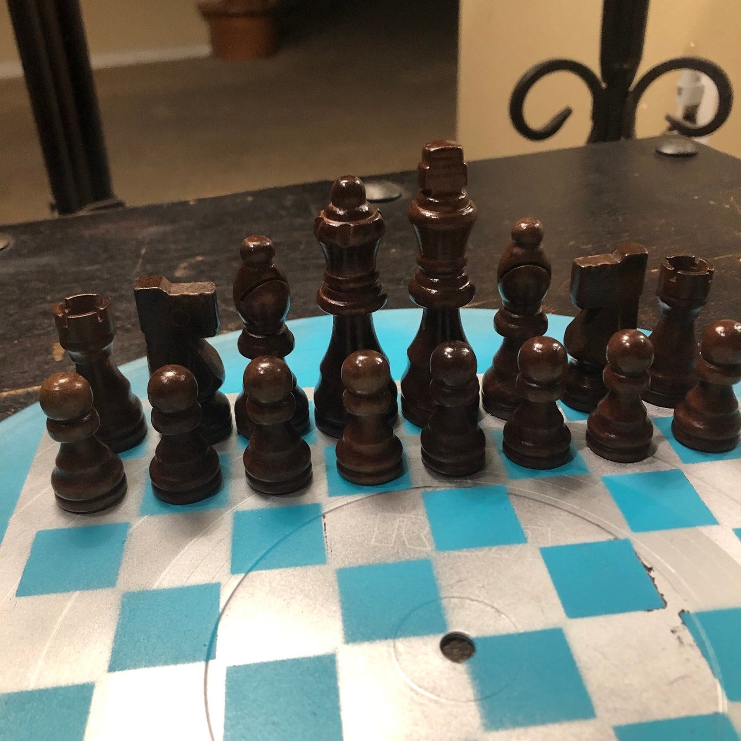 Vinyl Chess Set - Sky Blue Chrome