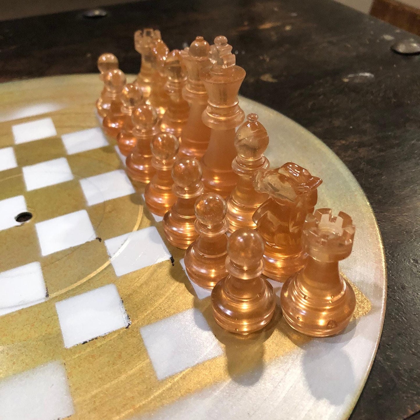 Vinyl Chess Set - Champagne Gold (Resin Pieces)