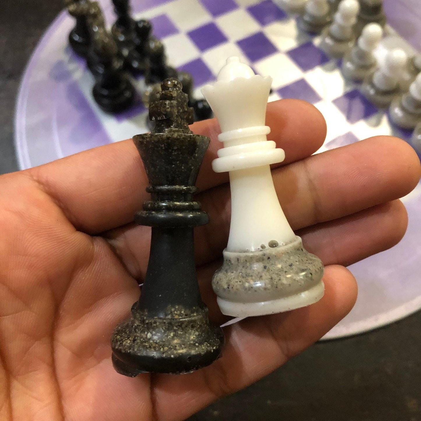 Vinyl Chess Set -Purple Chrome (Resin Pieces)