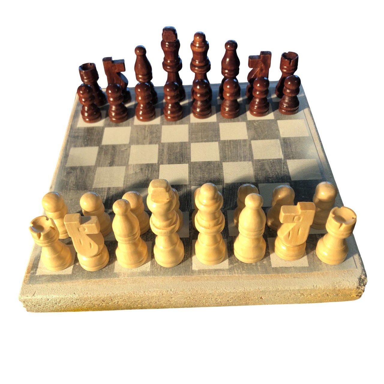 Scrapbook Chess Set - White Wood