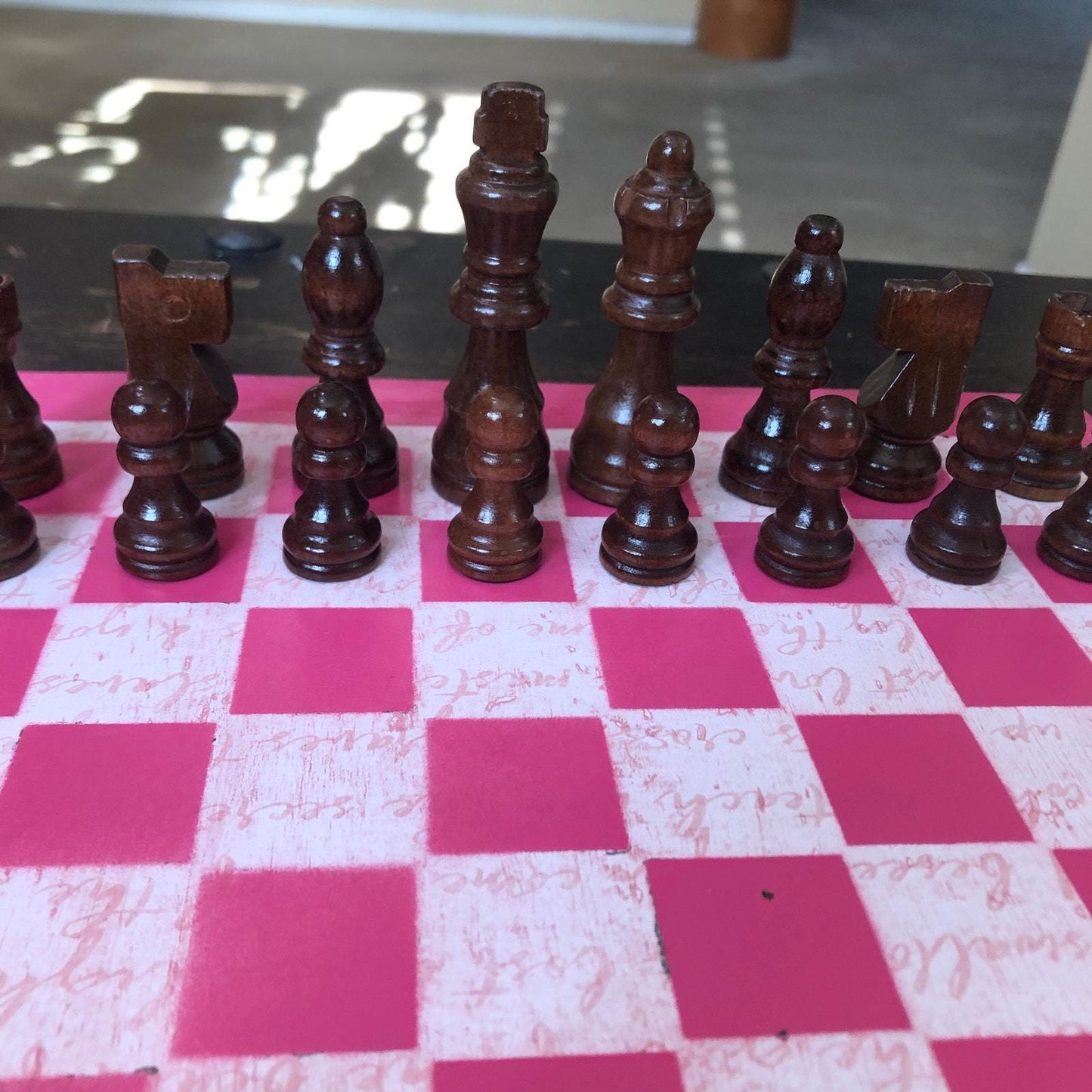 Scrapbook Chess Set - Pink Cursive