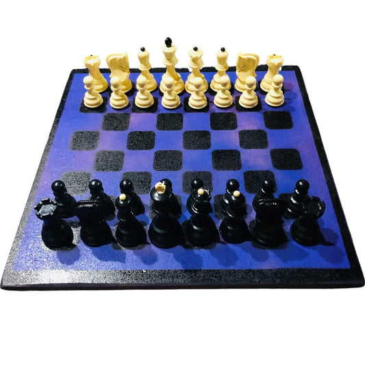 Large Painted Chess Set - Midnight Purple