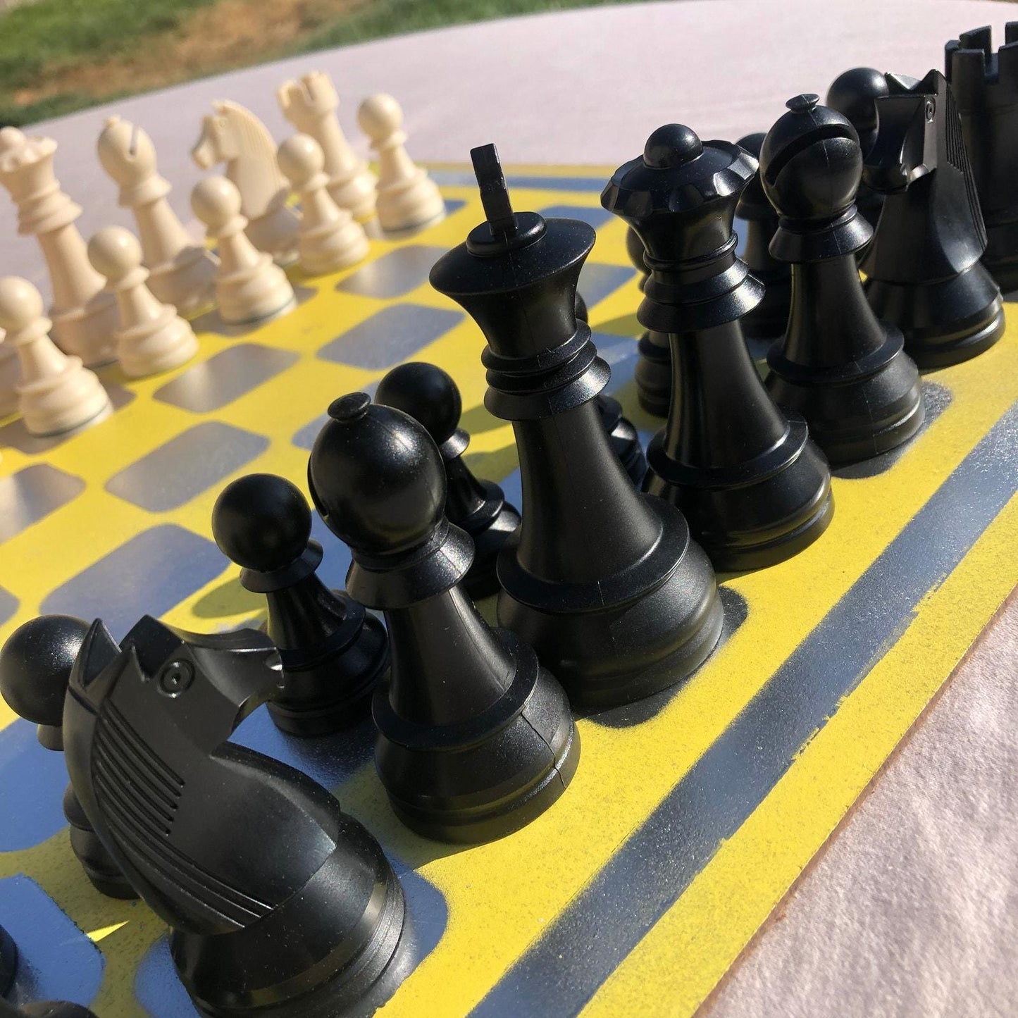 Large Chess Set - Yellow Chrome