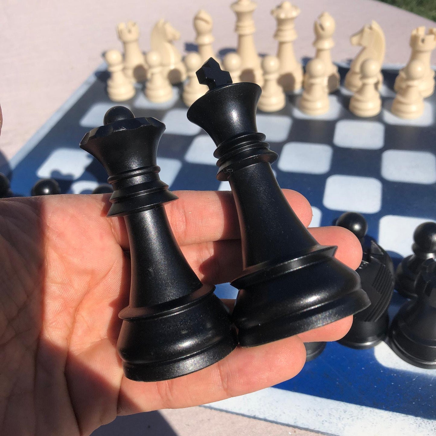 Large Chess Set - Half Blue Half Black