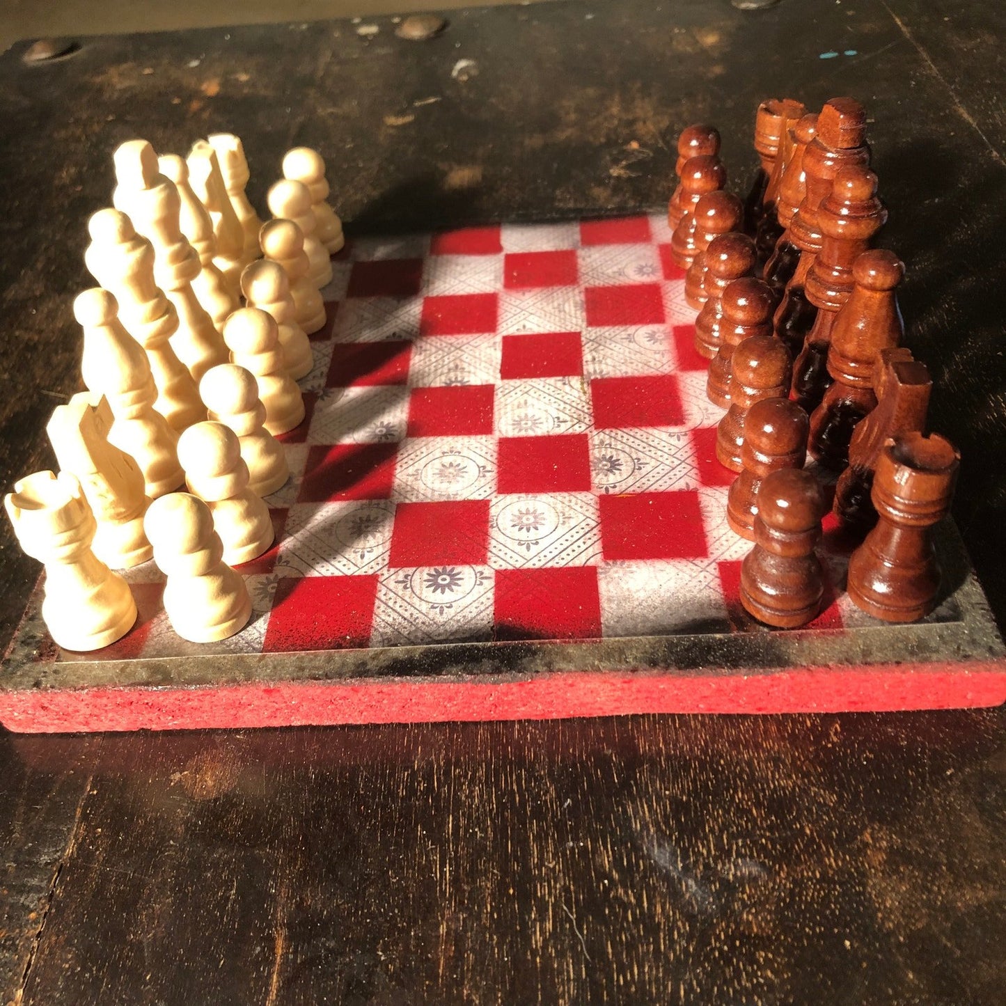 Scrapbook Chess Set - Red Royal Pattern