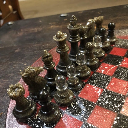 Vinyl Chess Set - Red Galaxy (Resin Pieces)