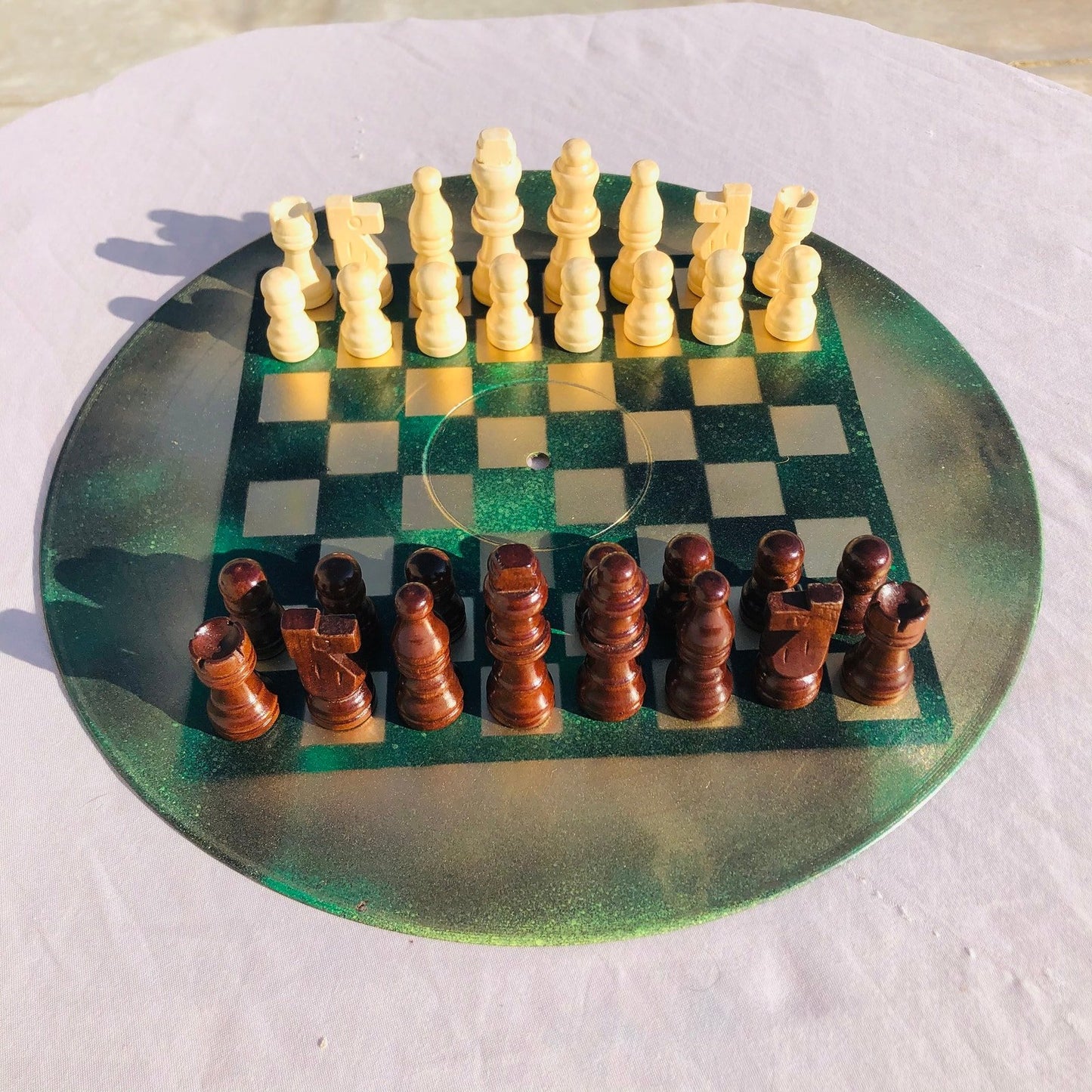 Vinyl Chess Set - Golden Deep Green