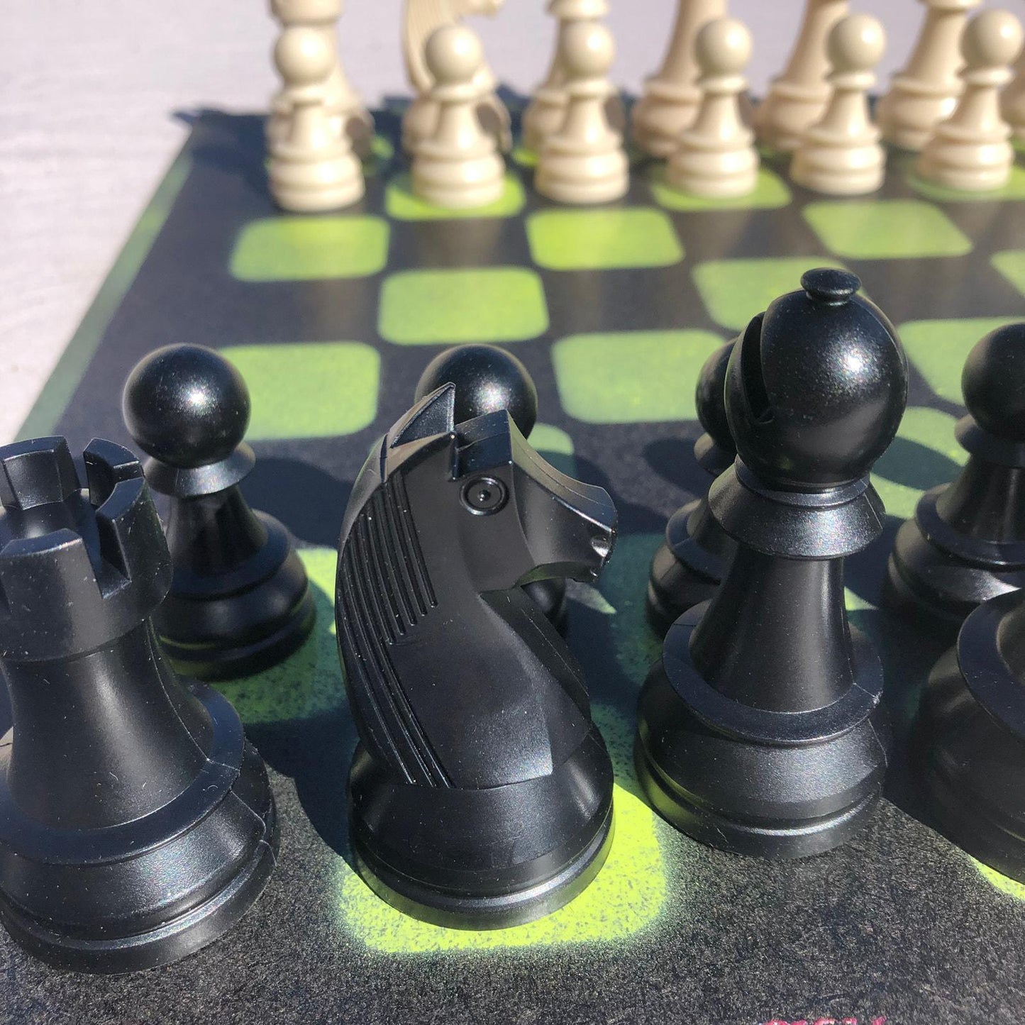 Large Chess Set - Lime Green & Black