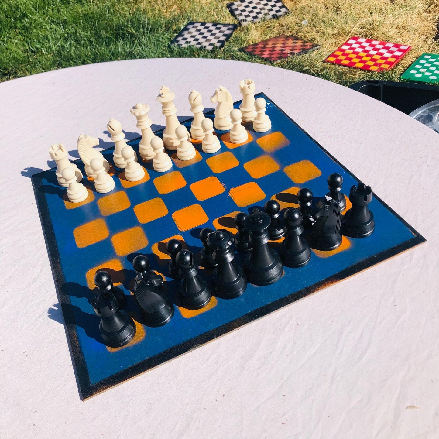 Large Chess Set - Orange & Black