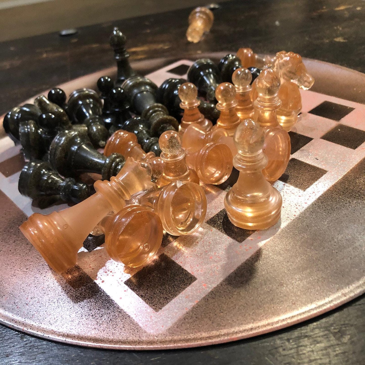 Vinyl Chess Set -Golden Brown (Resin Pieces)