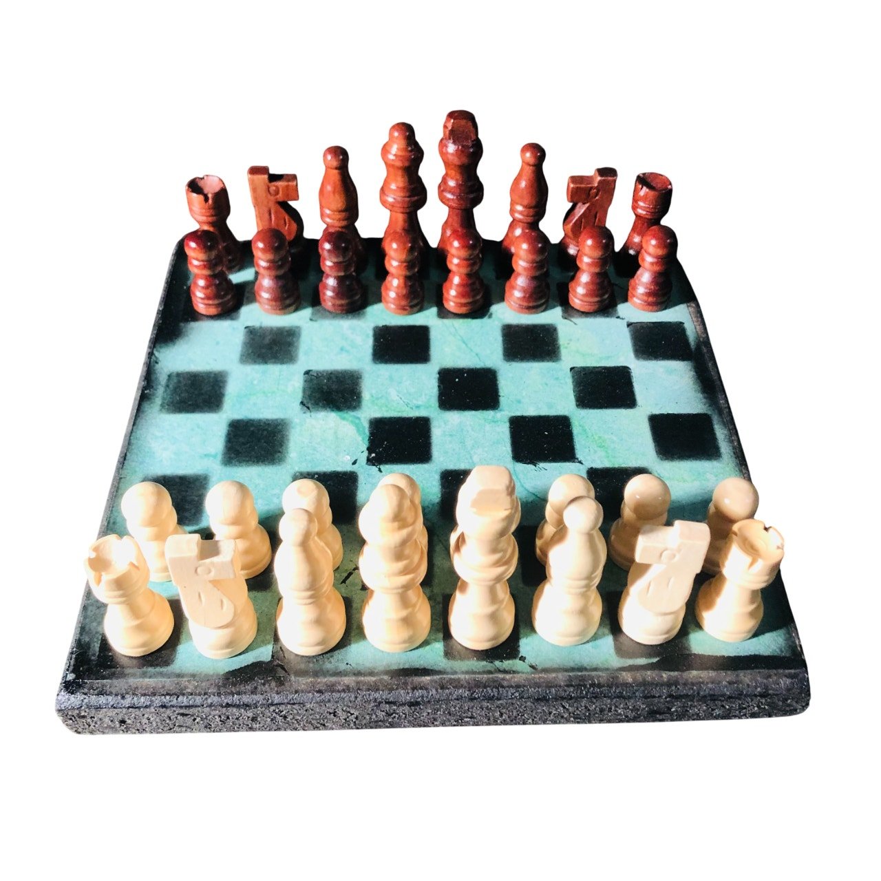 Scrapbook Chess Set - Green Colored Emerald