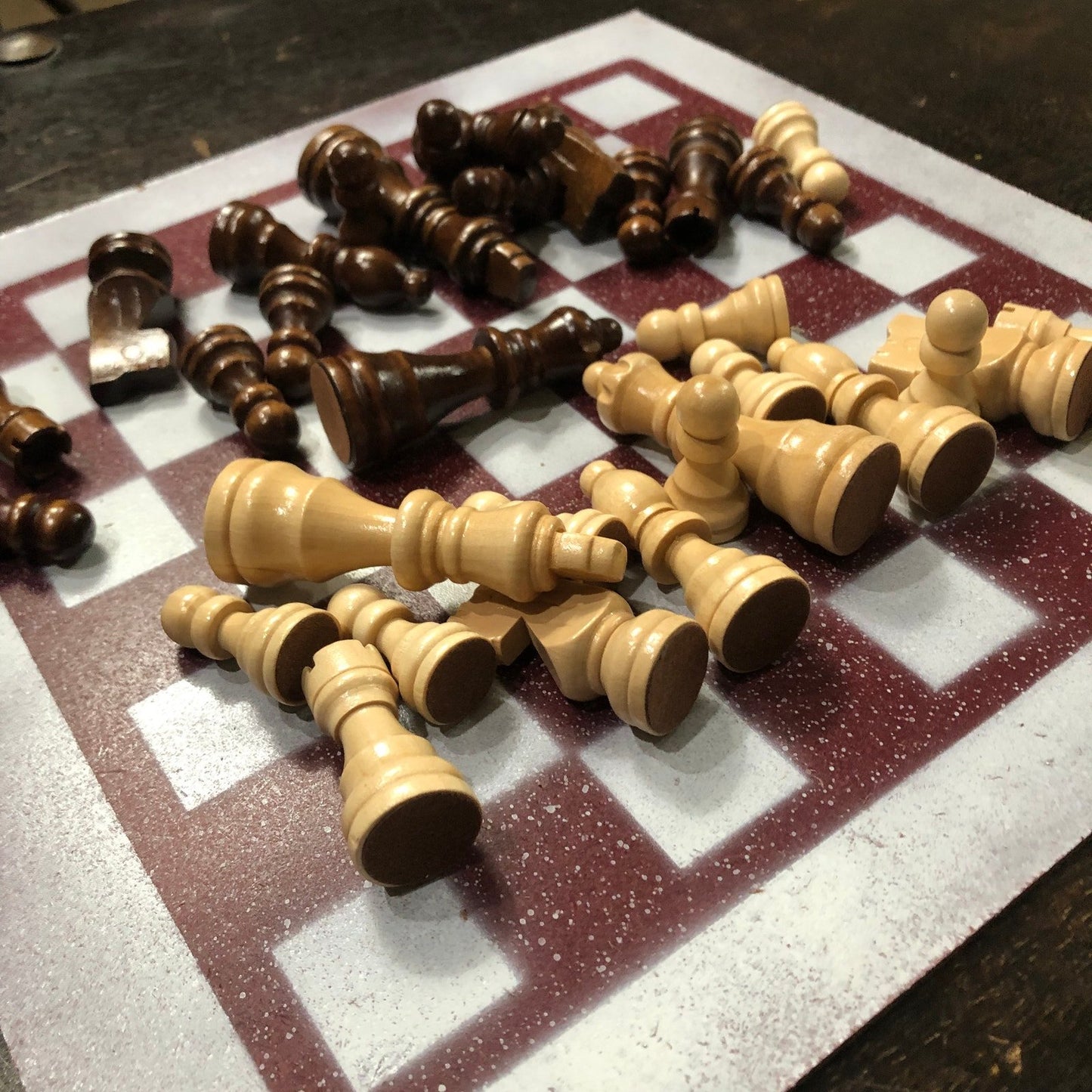 Painted Chess Set - Dark Red