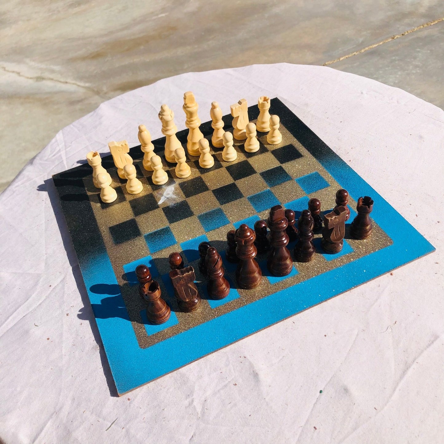 Chess Set - Blue Gold