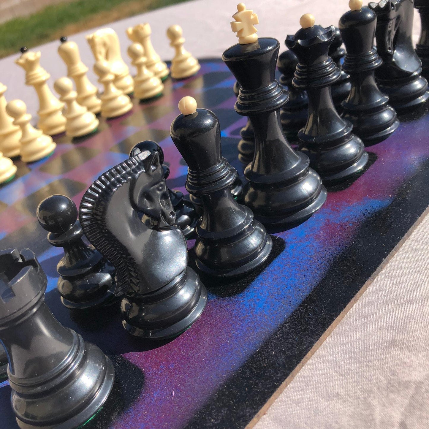 Large Chess Set - Blue & Purple