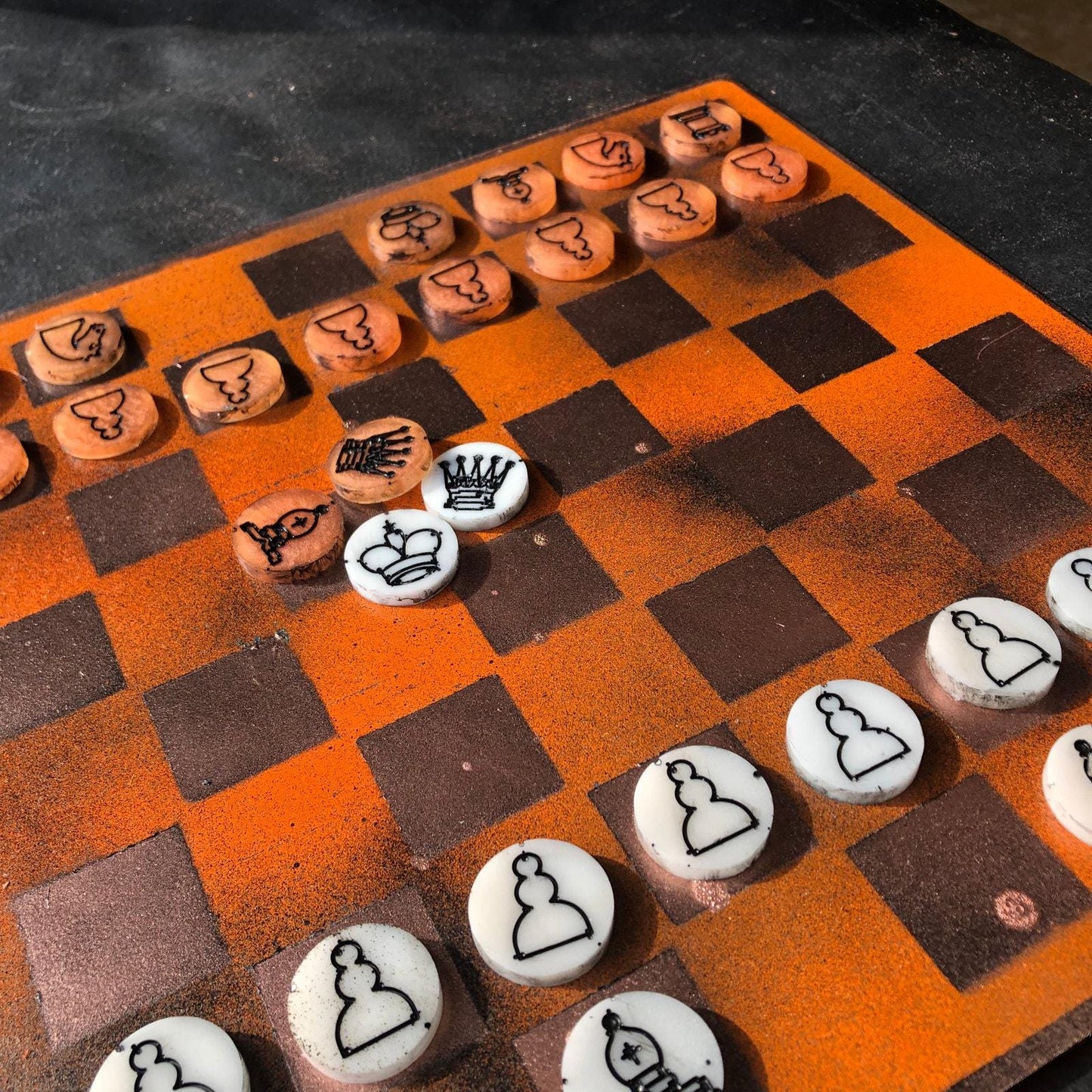 Chess Set - Orange Bronze