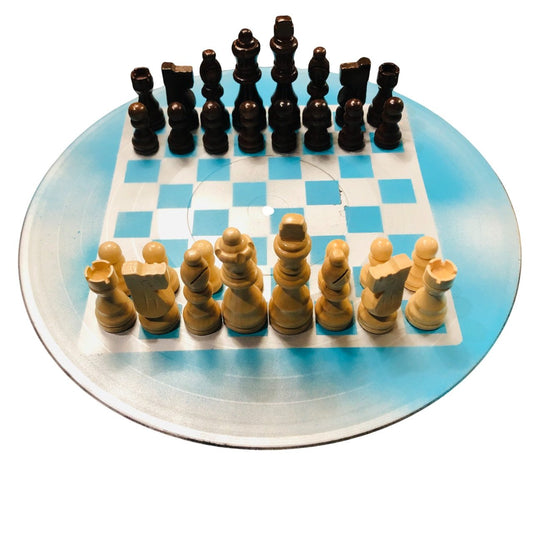 Vinyl Chess Set - Sky Blue Chrome