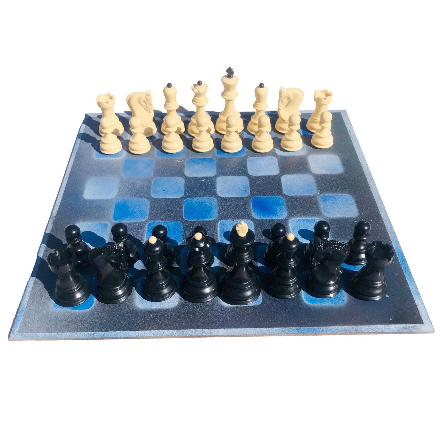 Large Chess Set - Blue & Black