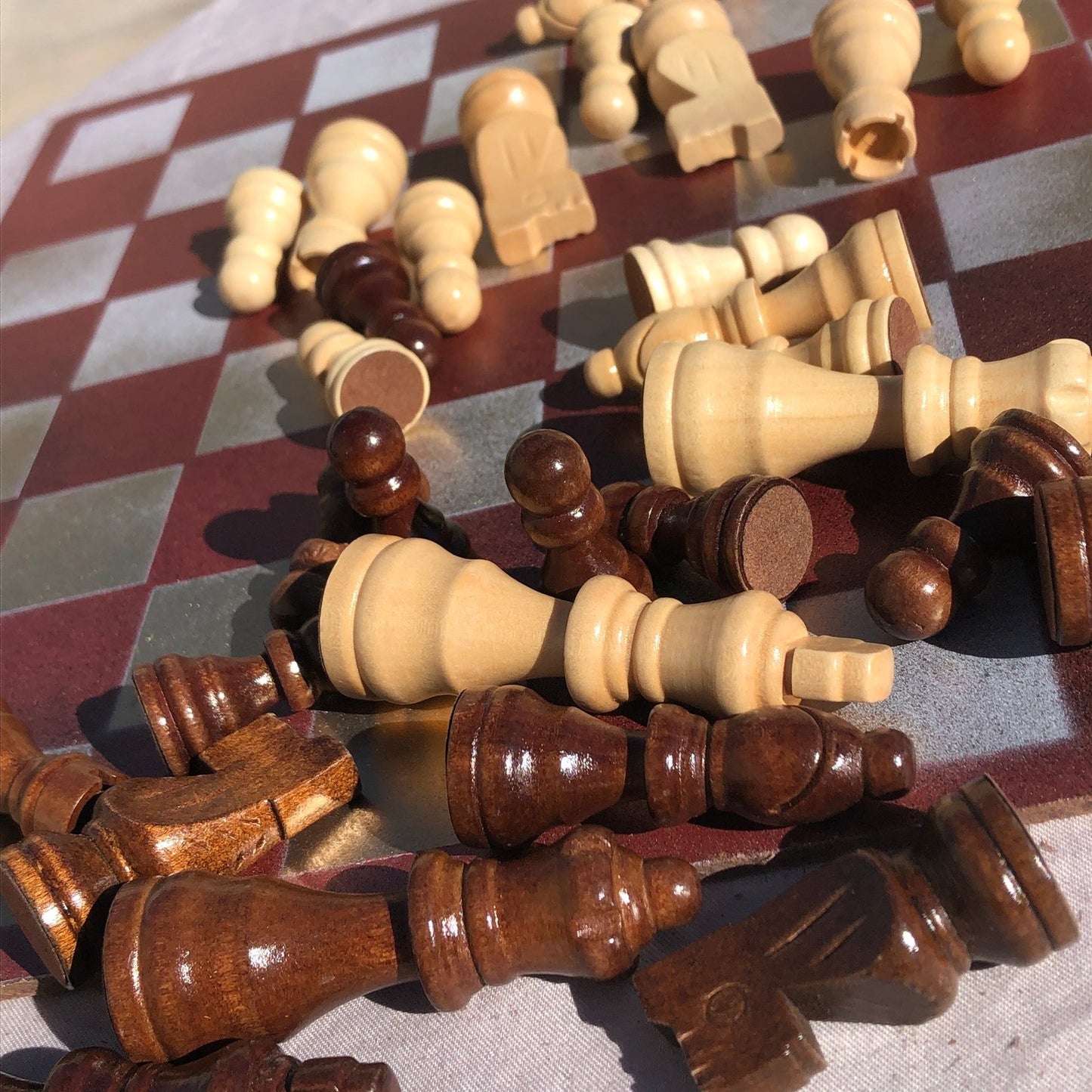 Chess Set - Red Golden Tan