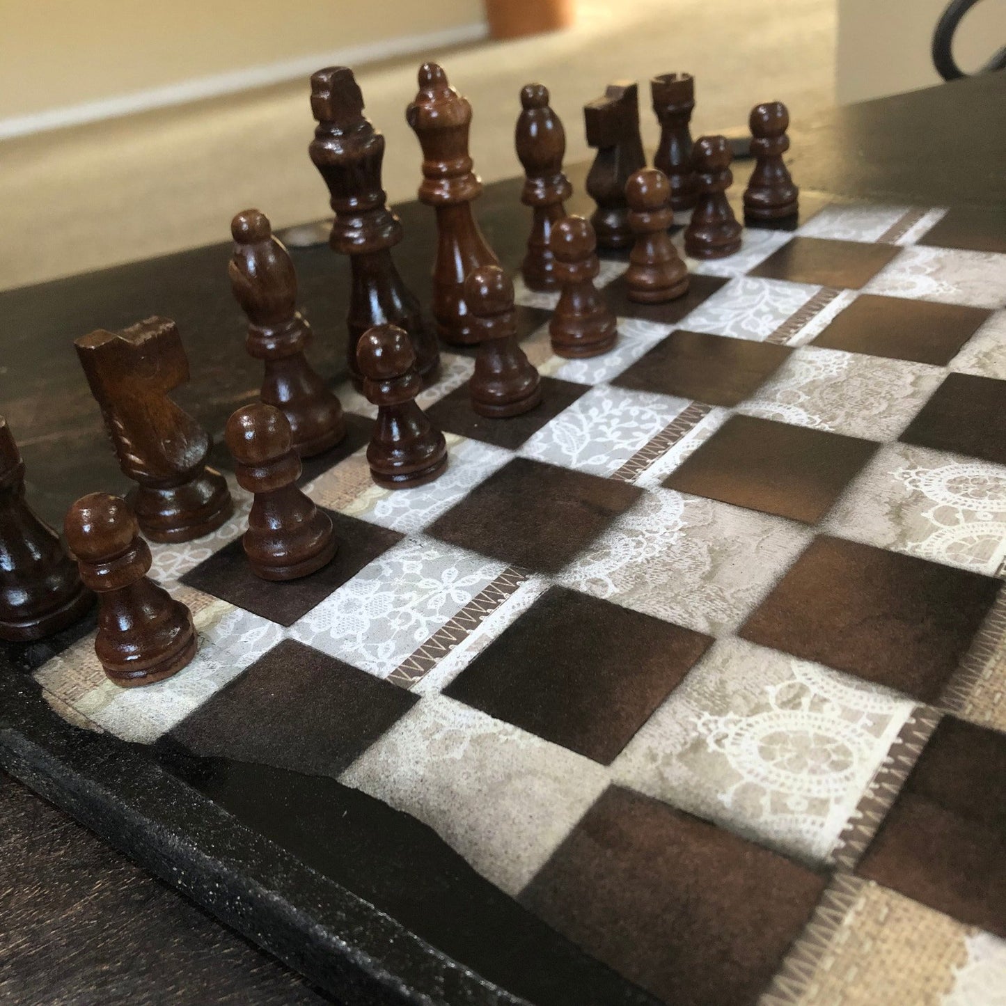 Scrapbook Chess Set - Vintage Rust Brown