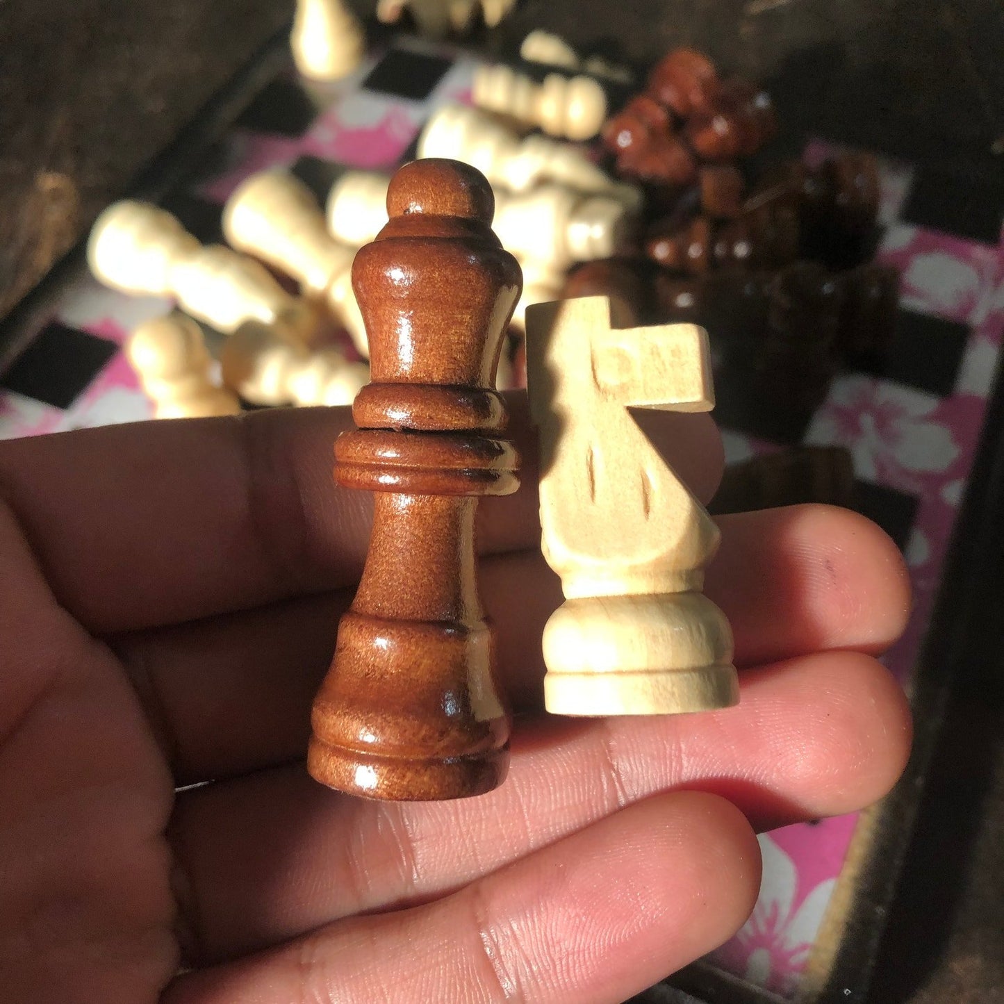 Scrapbook Chess Set - Pink & White Flower