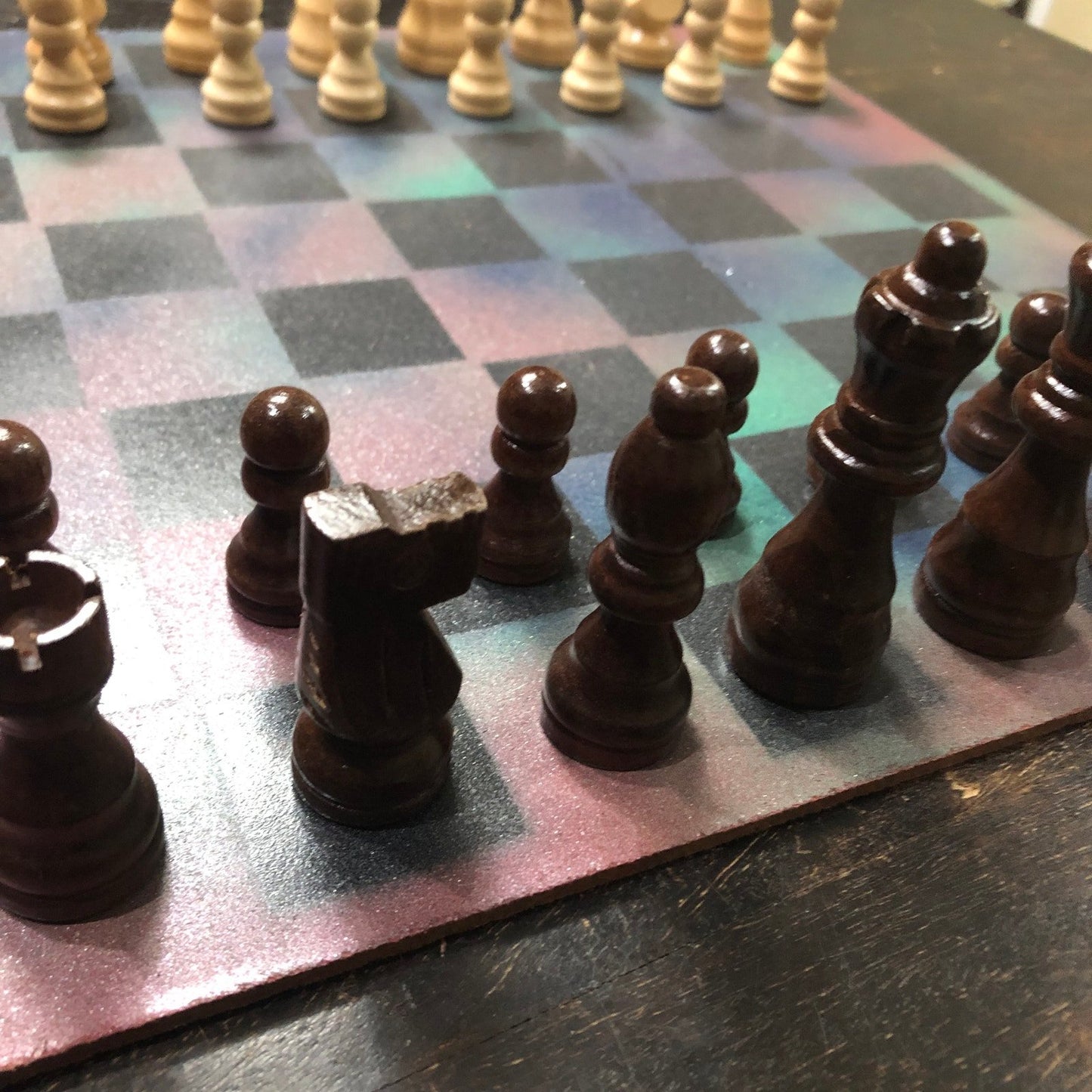 Painted Chess Set - Metallic Color Mix